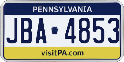 PA license plate JBA4853