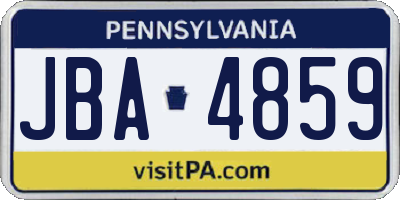 PA license plate JBA4859