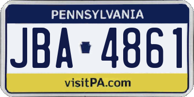 PA license plate JBA4861