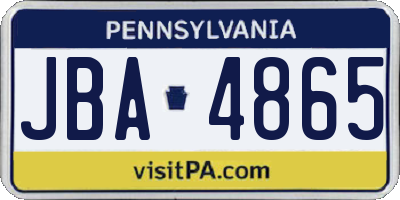 PA license plate JBA4865