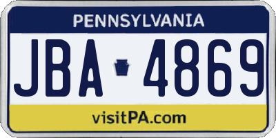 PA license plate JBA4869