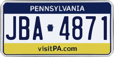 PA license plate JBA4871