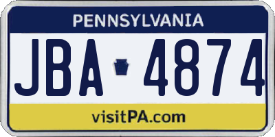 PA license plate JBA4874