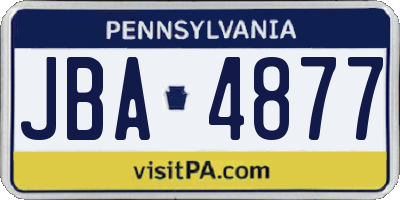 PA license plate JBA4877