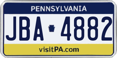 PA license plate JBA4882