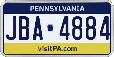 PA license plate JBA4884