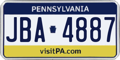 PA license plate JBA4887