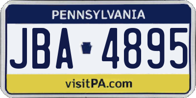 PA license plate JBA4895