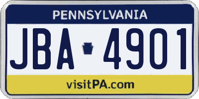 PA license plate JBA4901