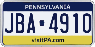 PA license plate JBA4910