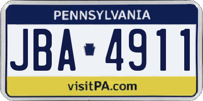 PA license plate JBA4911