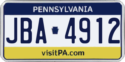 PA license plate JBA4912