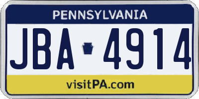 PA license plate JBA4914