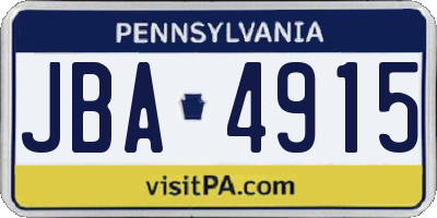 PA license plate JBA4915