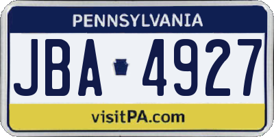 PA license plate JBA4927