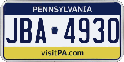 PA license plate JBA4930