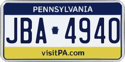 PA license plate JBA4940