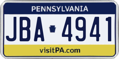 PA license plate JBA4941