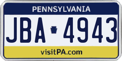 PA license plate JBA4943