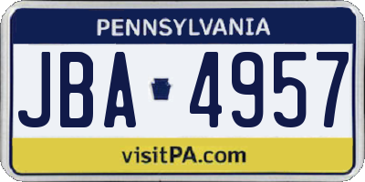 PA license plate JBA4957