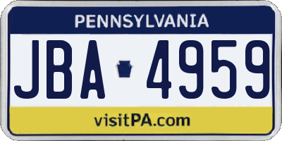 PA license plate JBA4959