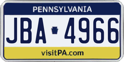 PA license plate JBA4966