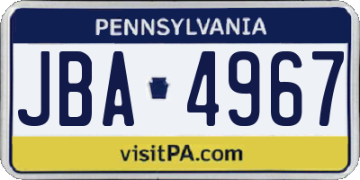 PA license plate JBA4967