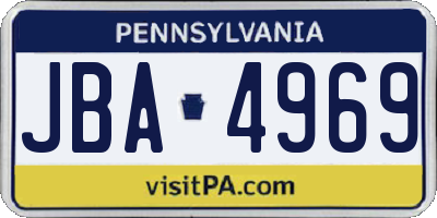 PA license plate JBA4969