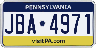 PA license plate JBA4971