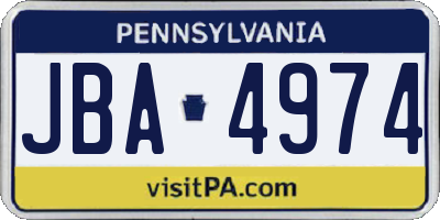 PA license plate JBA4974