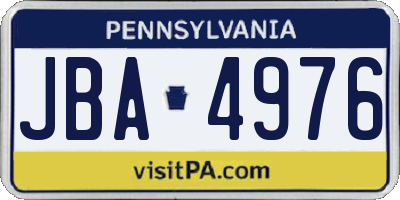 PA license plate JBA4976