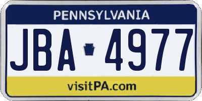 PA license plate JBA4977