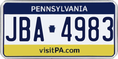 PA license plate JBA4983