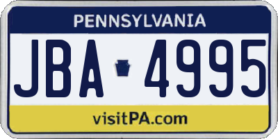 PA license plate JBA4995