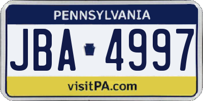 PA license plate JBA4997