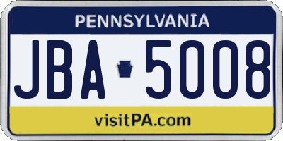 PA license plate JBA5008