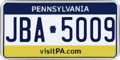 PA license plate JBA5009