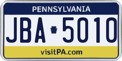 PA license plate JBA5010