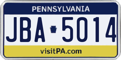 PA license plate JBA5014