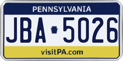 PA license plate JBA5026