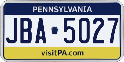 PA license plate JBA5027