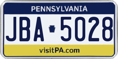 PA license plate JBA5028