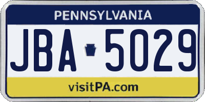 PA license plate JBA5029