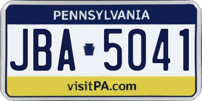 PA license plate JBA5041