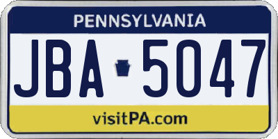 PA license plate JBA5047