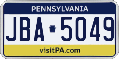 PA license plate JBA5049