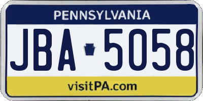 PA license plate JBA5058