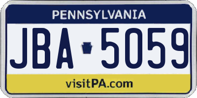 PA license plate JBA5059