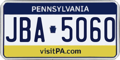 PA license plate JBA5060