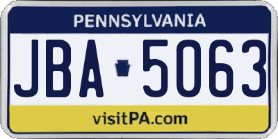 PA license plate JBA5063